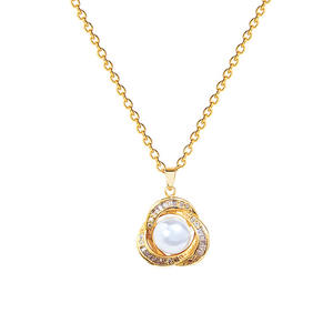Elegant <strong>Bird</strong> <strong>Nest</strong> Pearl Necklace Set 18k <strong>Gold</strong> Plated Stainless Steel Hollow Design Full Diamond Chain for Women - Product Image 5