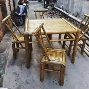 <b>Bamboo</b> Garden Set Tea <b>Table</b> And Chairs Outdoor Furniture Solid Wood 4 Seater Courtyard Leisure Set - Product Image 2
