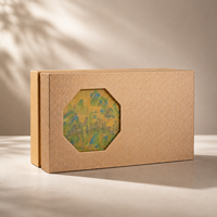 Boîte Cadeau de Luxe Rigide pour Thé, Texture Dorée Gaufrée, Octogonale, avec Fenêtre Découpée, Couvercle et Base, Logo Personnalisé, Emballage Gourmand, Vente en Gros OEM