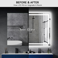 US Local Stock grand trempé moderne Anti-buée décoration de la maison large verre tactile interrupteur illuminé Rectangle Led salle de bain miroir