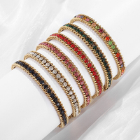 Acier inoxydable Mode Coloré Zircon Tennis Chaîne Bracelet Hip Hop Cubain Bracelet Femme Pour Femmes