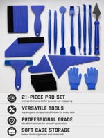Kit d'outils de pose de film vinyle 21 pièces pour vitres de voiture, film teinté, spatule à feutre, raclette, couteau, étui souple
