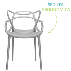 Sedie Maestro in Polipropilene con Schienale e Braccioli Intrecciati, 53x52x81 cm, Ergonomiche con Piedini in Gomma Antigraffio - Product Image 3