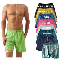Shorts de bain pour hommes à taille élastique avec logo personnalisé OEM, coupe ample, cordon de serrage, maillots de bain pour hommes, vêtements de bain pour hommes