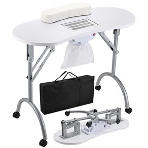 Hot Selling Modern Pink Metal Beauty Salon Foldable Portable Nail <b>Table</b> with Dust Collector Easy to Clean - Product Image 1