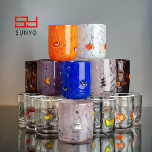 Verres à boire en verre transparents, réutilisables, faits à la main, avec des motifs de dessins animés de Noël SUNYO, adaptés aux aliments et compatibles lave-vaisselle - Product Image 3