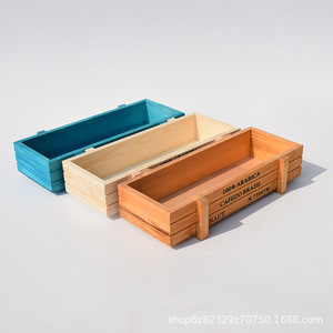 Wooden Miniature <b>Succulent</b> <b>Pots</b> Rectangular Planting Boxes Vintage Distressed Desktop Green Plant Box Indoor Use - Product Image 5