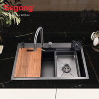 Évier de cuisine Segong H-7648TS, écran numérique intelligent, acier inoxydable moderne, fait à la main, multifonctionnel, cascade, bol unique