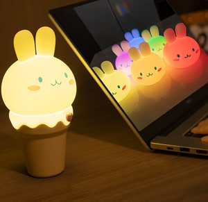 Cute Ice cream rabbit design Silicone Night Lamp Kids Animal Kawaii Colorful USB Rechargeable <b>Sleep</b> Silicone Night <b>Light</b> - Product Image 1