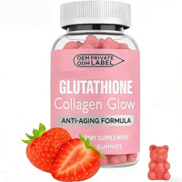 Bonbons gélifiés au glutathion et au collagène, étiquette privée OEM/ODM, complément beauté éclaircissant pour la peau des adultes, saveur fraise