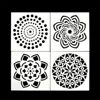 Ensemble de pochoirs muraux en PET Xinbowen MB-1313 en gros, 16 pièces, pochoirs mandala réutilisables