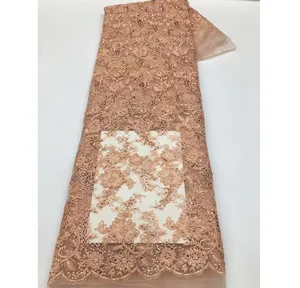 French Lace with Sequins Golden Supplier Swiss Cotton Lace Fabric Competitive Price Swiss Voile Lace Fabric Dubai