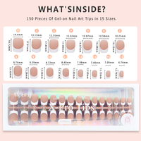 Kit de gel pour ongles MOBRAY avec 150 pièces d'ongles moyens, colle à ongles en gel, top coat, lampe à ongles, ongles pressés pré-colorés pour l'art des ongles