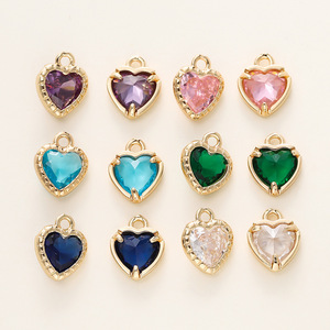 Pendentif en forme de cœur plaqué or 18 carats avec incrustation de quartz, petits accessoires de bijouterie DIY pour collier, bracelet, boucles d'oreilles - Product Image 5