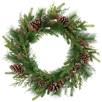Guirlande de Noël artificielle en PVC+PE de 28 pouces avec pommes de pin enneigées, décoration de porte de Noël pour la maison/l'hôtel