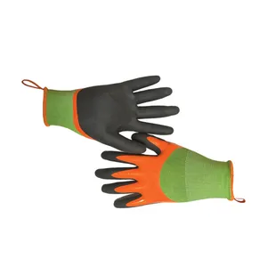 13 gauge Recycled polyester shell gloves with napping liner nitrile 3/4 coated sandy nitrile palm coated outer