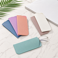 Étui à lunettes fin en cuir PU mat avec ouverture fixe pour café, bureau, lunettes de vue, logo personnalisé, taille sur mesure, vente en gros d'étuis à lunettes