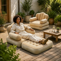 Canapé-lit gonflable intelligent double usage pour la maison, matelas paresseux en PVC floqué épaissi, pouf gonflable pliable pour la sieste de l'après-midi