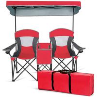 Chaise de camping double avec auvent pour l'extérieur, voyage, pique-nique, plage, pêche, jardin, loisirs, chaises de camping pliantes pour 2 personnes