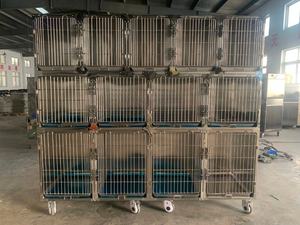 犬猫用獣医ペット病院ケージ304ステンレス鋼ユニークなスライドドアロックデザイン13スクエア病院ケージ - Product Image 6