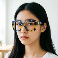 Lunettes de vue européennes et américaines en fibre d'acétate, verres haute définition, design multicolore, lunettes de protection