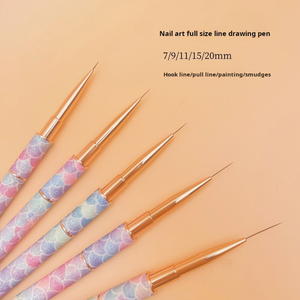 Pinceau à ongles à manche métallique, poils en nylon, stylo de dessin pour lignes fines, pour nail art au gel UV - Product Image 3