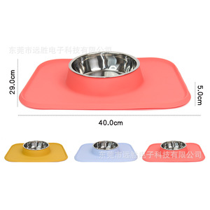 Dog Bowl With Silicone <b>Mat</b> Stainless Steel 700ml Anti Tipping Pet Feeding Tray For Dogs And <b>Cats</b> - Product Image 2