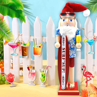 Soldat de plage hawaïen en bois, casse-noisette, décoration de fête tropicale, cadeau, 10cm x 9cm x 38cm