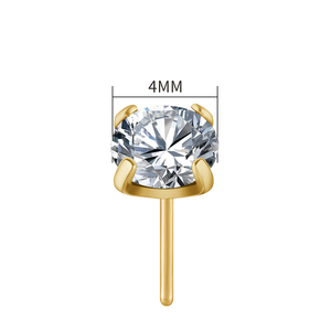 จิวหัวตุ้มไทเทเนียม ASTM F136 แบบไม่มีเกลียว รุ่น Right Grand ประดับเพชร CZ สำหรับเจาะหู แทร็กัส เฮลิกซ์ กระดูกอ่อน คอนช์ จมูก - Product Image 6
