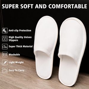 Pantuflas Desechables para Huéspedes, Pantuflas de Algodón Blancas Antideslizantes al por Mayor para Mujeres y Hombres, Hotel, Spa, Viajes, Hogar - Product Image 6