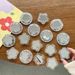 Penyangga Ponsel Magnetik Berhiaskan Rhinestone - Perekat Bunga Berkilau Cermin Mewah Cincin Teleskopik Penyangga Ponsel - Product Image 1