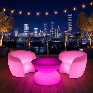 <span class=keywords><strong>Table</strong></span> basse moderne à LED en plastique PE, 16 couleurs changeantes, <span class=keywords><strong>table</strong></span> ronde lumineuse pour la maison, la terrasse, le jardin, le bar, le salon - Product Image 3