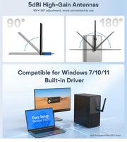 Adaptador WiFi USB, Adaptador WiFi para PC de Escritorio, Red Inalámbrica de Doble Banda de 900 Mbps 2.4 GHz/5 GHz, Plug and Play, Compatible con Win10/11