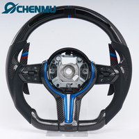 Volant de voiture en cuir et fibre de carbone véritable pour BMW F30 F31 F16 F10 F18 F01 F02 F15 F20 F22 F12 F16 F32 F45 X1 X2 X3 avec LED