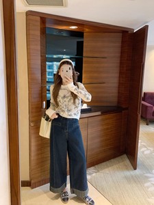 <span class=keywords><strong>Jeans</strong></span> à taille haute et à volants de haute qualité pour femmes, adaptés aux silhouettes en forme de poire pour couvrir les hanches, pantalons larges pour les personnes de <span class=keywords><strong>petite</strong></span> taille - Product Image 5