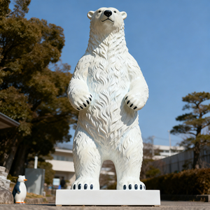 Escultura de Oso Polar de Dibujos Animados de Fibra de Vidrio de Gran Tamaño, Escultura de Resina de <span class=keywords><strong>Animal</strong></span> Ártico de Tamaño Real, Modelos Temáticos para Exhibición - Product Image 2