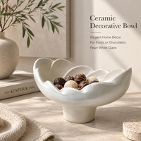 Bol en céramique nordique en forme de fleur, plateau de service en céramique pour chocolat, fruits, décoration de la maison, mise en place de la table