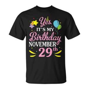 Oui, c'est mon anniversaire, 29 novembre - Joyeux anniversaire pour moi, maman - T-shirt promotionnel personnalisé - Cadeau - Product Image 1