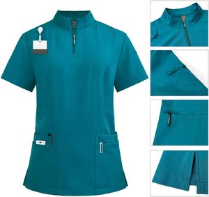 Women Medical <b>Uniform</b> <b>Scrubs</b> Set Stretch V-Neck Top & Straight Leg Pants with Pockets for Nurse Workwear - Product Image 1