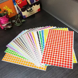 Adesivos retrabalho de ponto com processamento, adesivos retrabalho de cor para ponto a5, etiquetas autoadesivas redondas de papel com placa de ponto