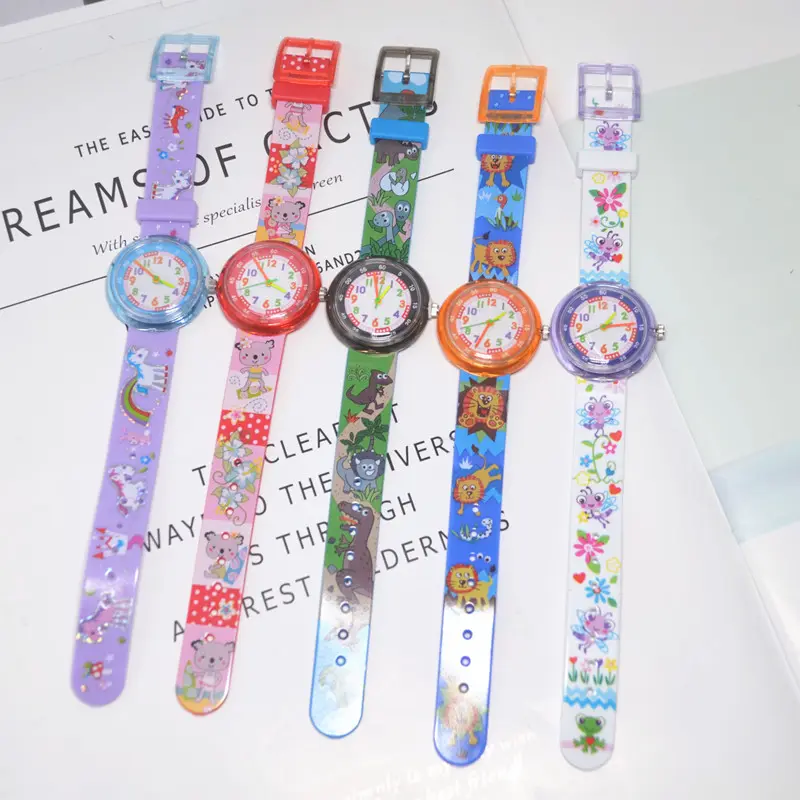 Colorful print cartoon watch children fashion casual kids watches for student boys girls clock