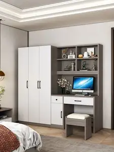 Lusso moderno armadio in legno personalizzato con sgabello a specchio grande Volume modulare a più strati camera da letto armadio