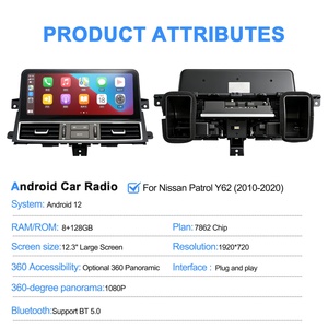 Navihua Hot Sales 12.3'' Android Car Radio Multimedia Carplay Auto GPS Unit for Nissan Armada Patrol Y62 Infiniti QX80 2010 2020 - Product Image 3