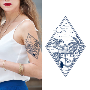 Dark Blue Semi Permanent Temporary <b>Tattoo</b> Sticker Herbal Ink Water Transfer <b>Paper</b> for Arm Body Art Long Lasting Party Use - Product Image 5