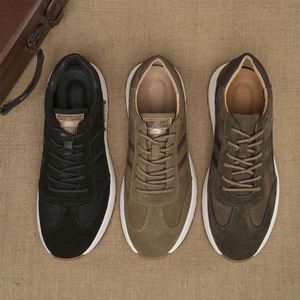 Chaussures de marche rétro en cuir pour hommes, à bout rond, à lacets, respirantes, pour l'extérieur - Product Image 3