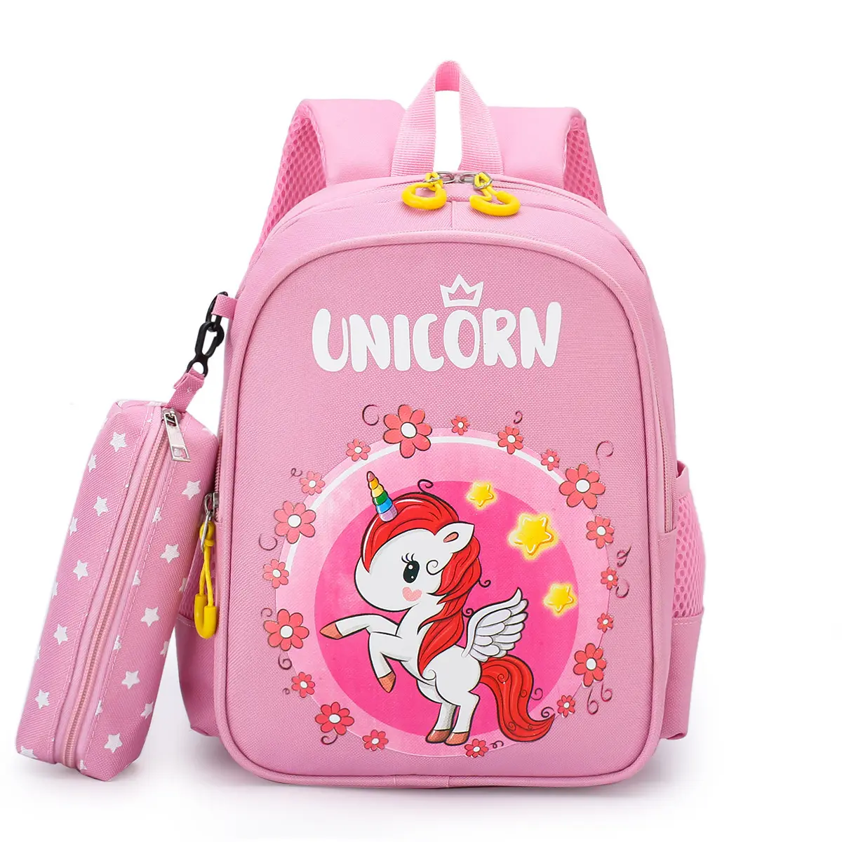 Wholesale Custom Unicorn Printing Pink Children Bags Primary School Students Backpack School Bags Girls with Pencil Case