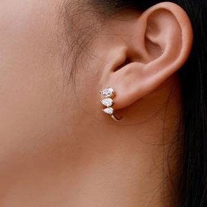Dylam Dainty New Arrival <b>Fine</b> Jewelry S925 Silver Rhodium 18K Gold Plated 0.5ct Waterdrop Shape 5A Zirconia Hoop <b>Stud</b> <b>Earrings</b> - Product Image 2
