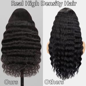 Perruques en cheveux humains Deep Wave sans colle avec dentelle frontale, pré-épilées, en cheveux <span class=keywords><strong>vierges</strong></span> brésiliens, densité 200, pour femmes noires - Product Image 5