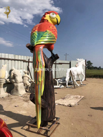 Nouveau design d'extérieur personnalisé de grande taille Statue de perroquet en résine Sculpture de perroquet en fibre de verre Vente en gros d'animaux