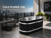 Baignoire de récupération verticale de luxe noire en bois, bassin en acier inoxydable 304, pod professionnel pour thérapie par immersion à l'eau froide